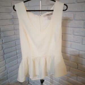 Forever 21 Ladies Size Small Ivory Lightweight Peplum Sleeveless V-neck Top